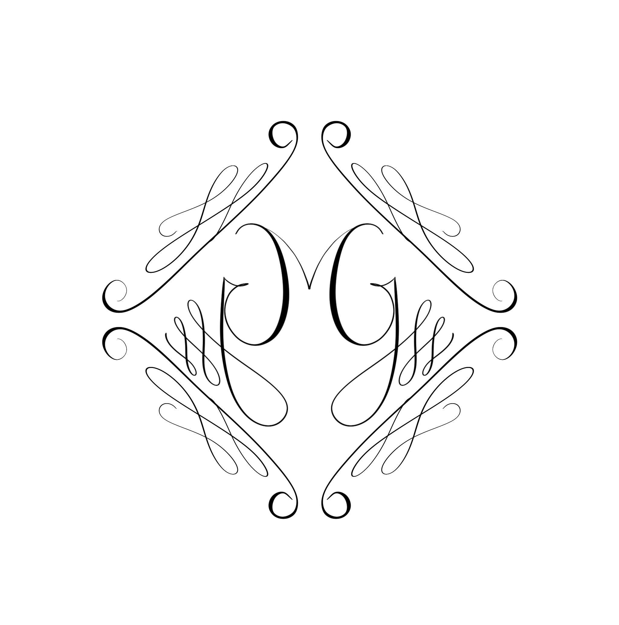 Esimerkki monogrammista, jossa kirjaimet G ja M.